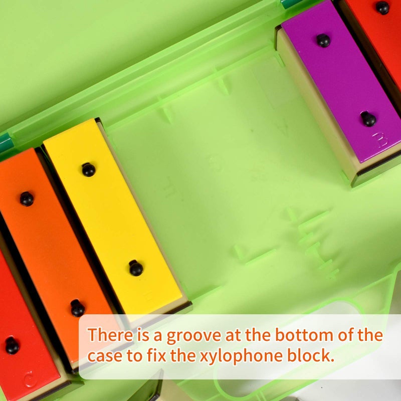 ENNBOM Xylophone Glockenspiel 8 Notes Chromatic Resonator Bells with Green Case - Image 3